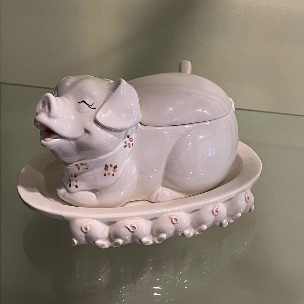 Vintage Fitz and Floyd Pig Ceramic Jam/Jelly/ Sauce Tureen